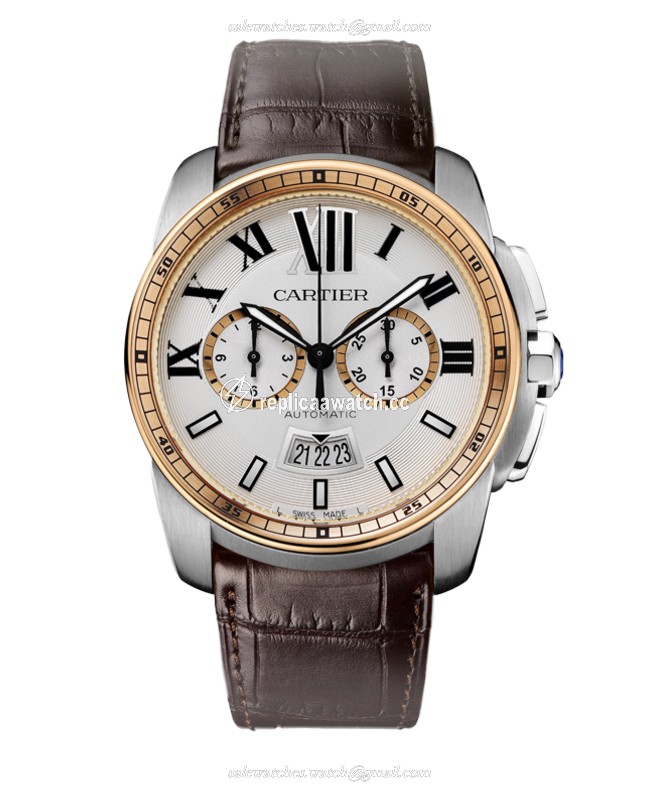 W7100043 Cartier Calibre de Cartier Chronograph Pink Gold & Steel
