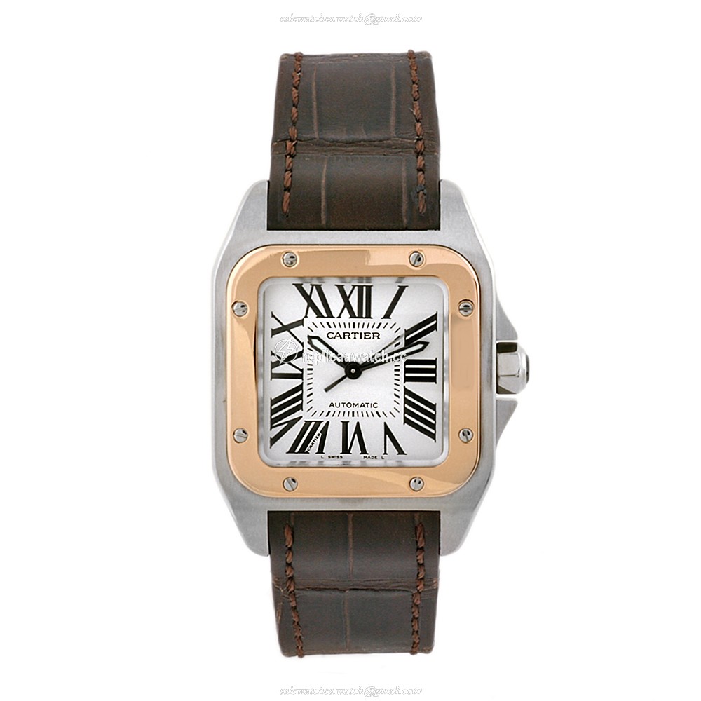 W20107X7 Cartier Santos de Cartier Santos 100 Medium Model Automatic Pink Gold & Steel