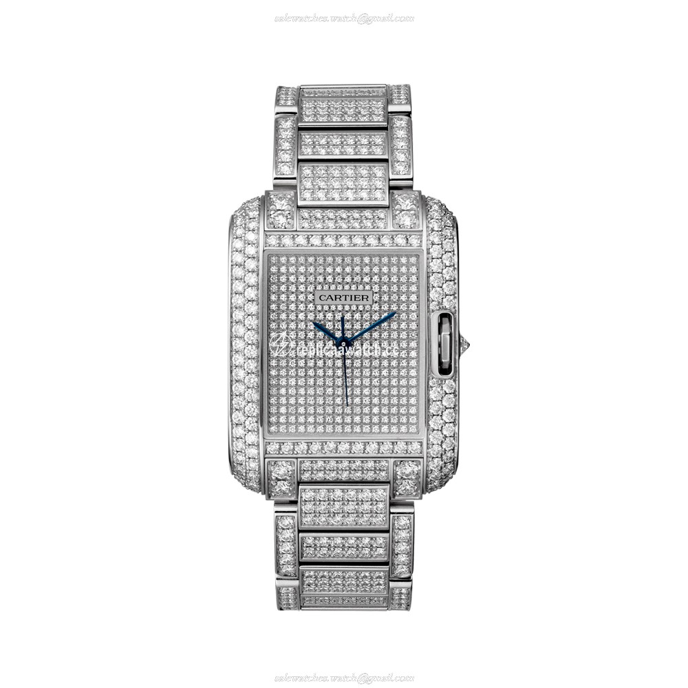 HPI00561 Cartier Tank Ladies Anglaise Watch Large Model White Gold