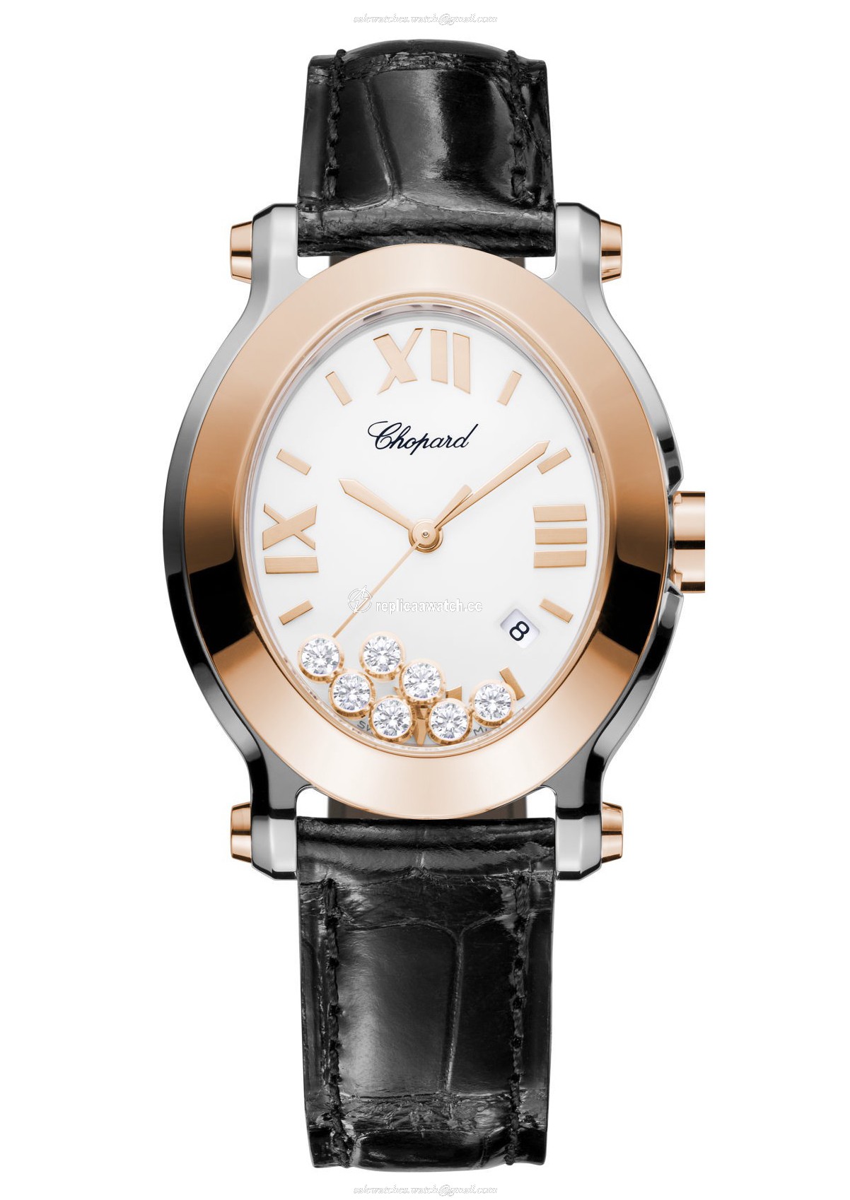 278546-6001 Chopard Happy Diamonds - Happy Sport Oval Watch 18-Carat Rose Gold, Stainless Steel & Diamonds