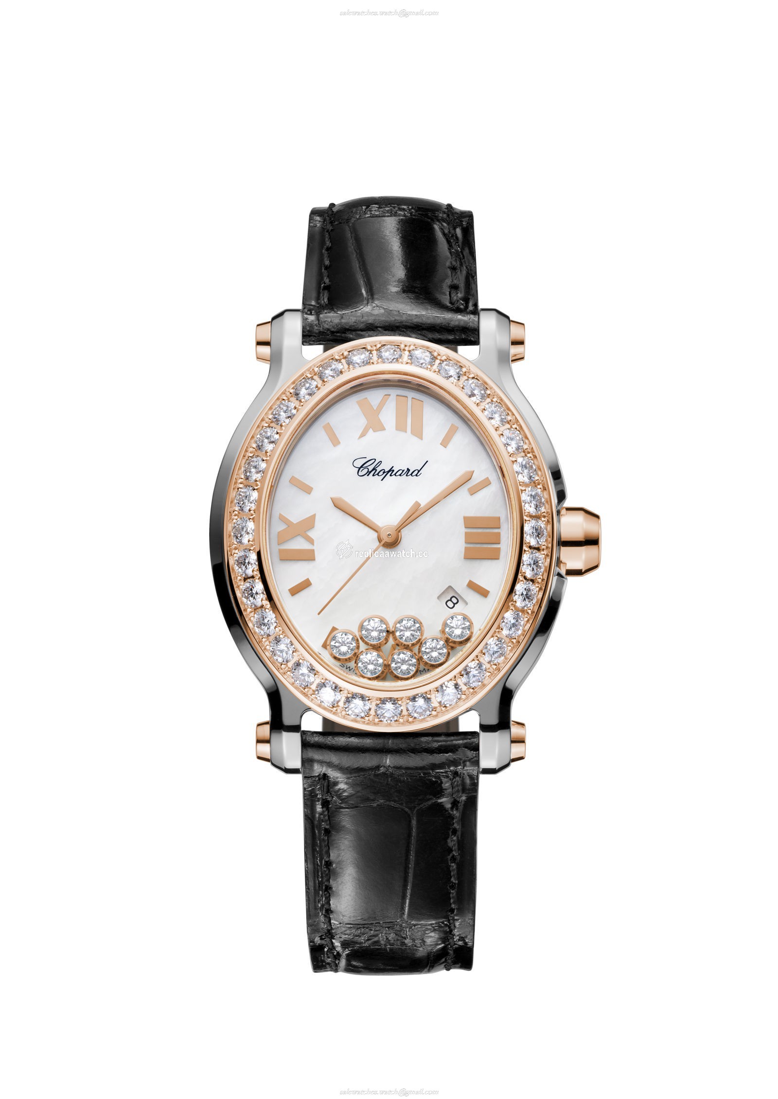 278546-6002 Chopard Happy Diamonds - Happy Sport Oval Watch 18-Carat Rose Gold, Stainless Steel & Diamonds