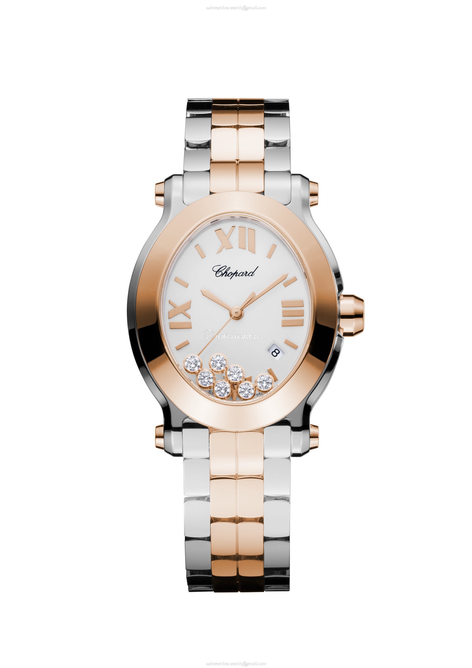 278546-6003 Chopard Happy Diamonds - Happy Sport Oval Watch 18-Carat Rose Gold, Stainless Steel & Diamonds