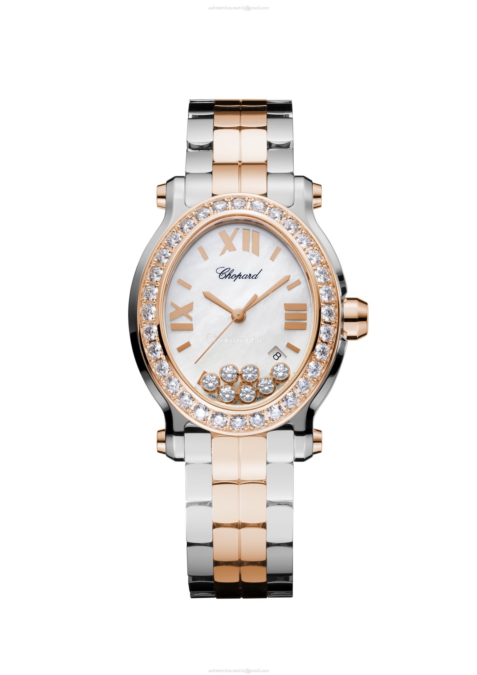 278546-6004 Chopard Happy Diamonds - Happy Sport Oval Watch 18-Carat Rose Gold, Stainless Steel & Diamonds