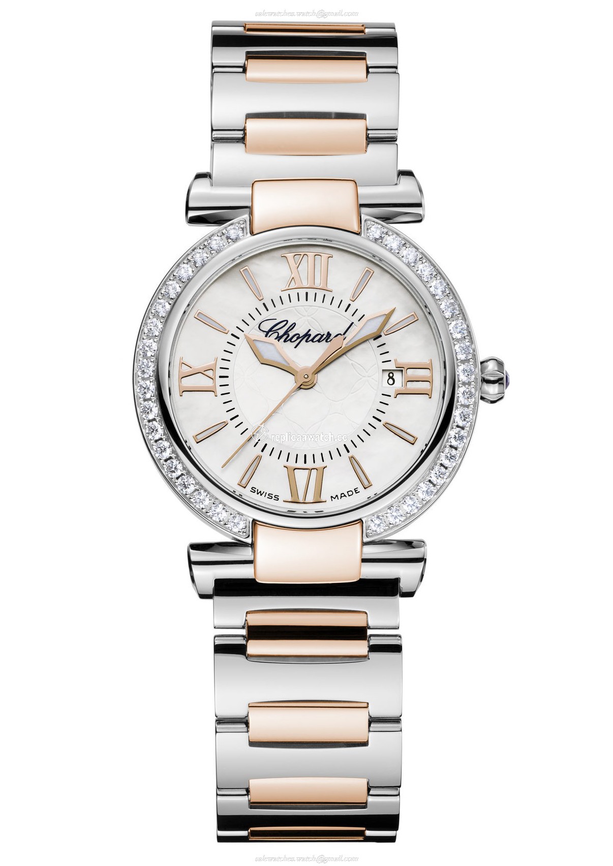 388541-6004 Chopard Imperiale 28 MM Watch 18-Carat Rose Gold, Stainless Steel, Amethysts & Diamonds
