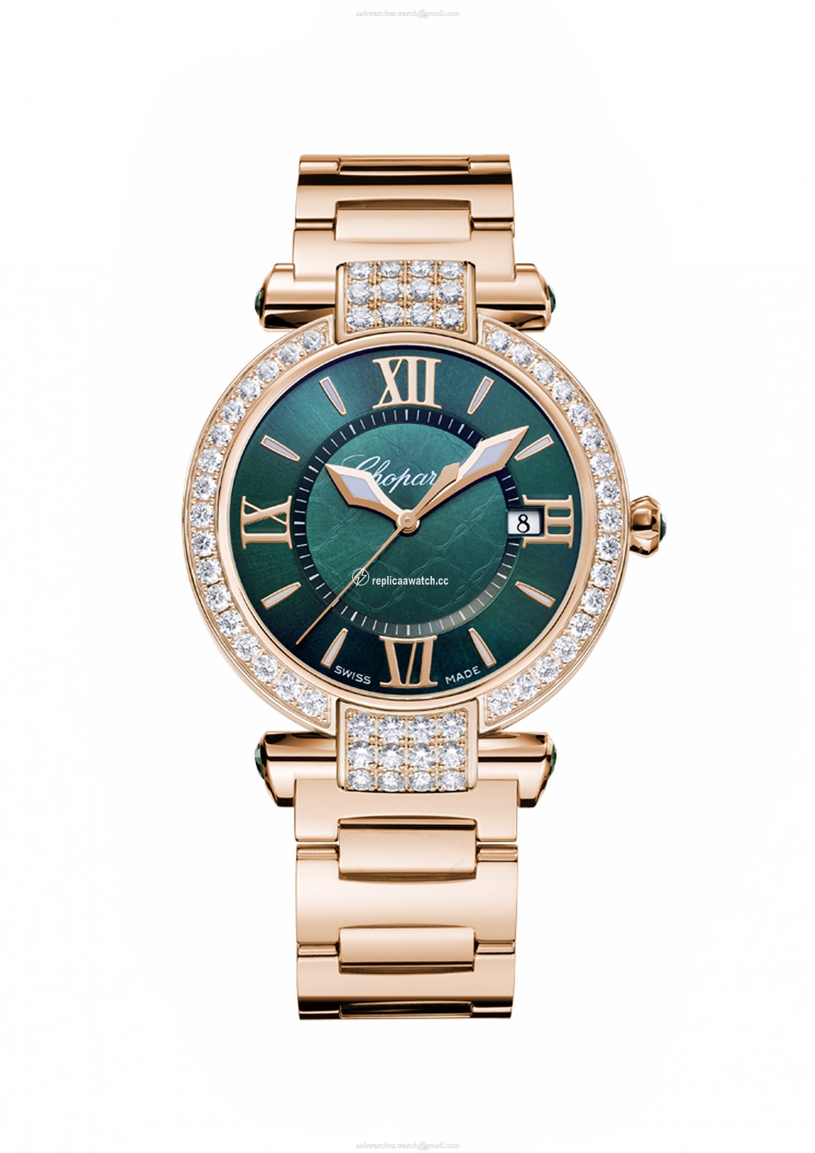 384221-5016 Chopard Imperiale 36 MM Watch 18-Carat Rose Gold, Green Tourmalines & Diamonds