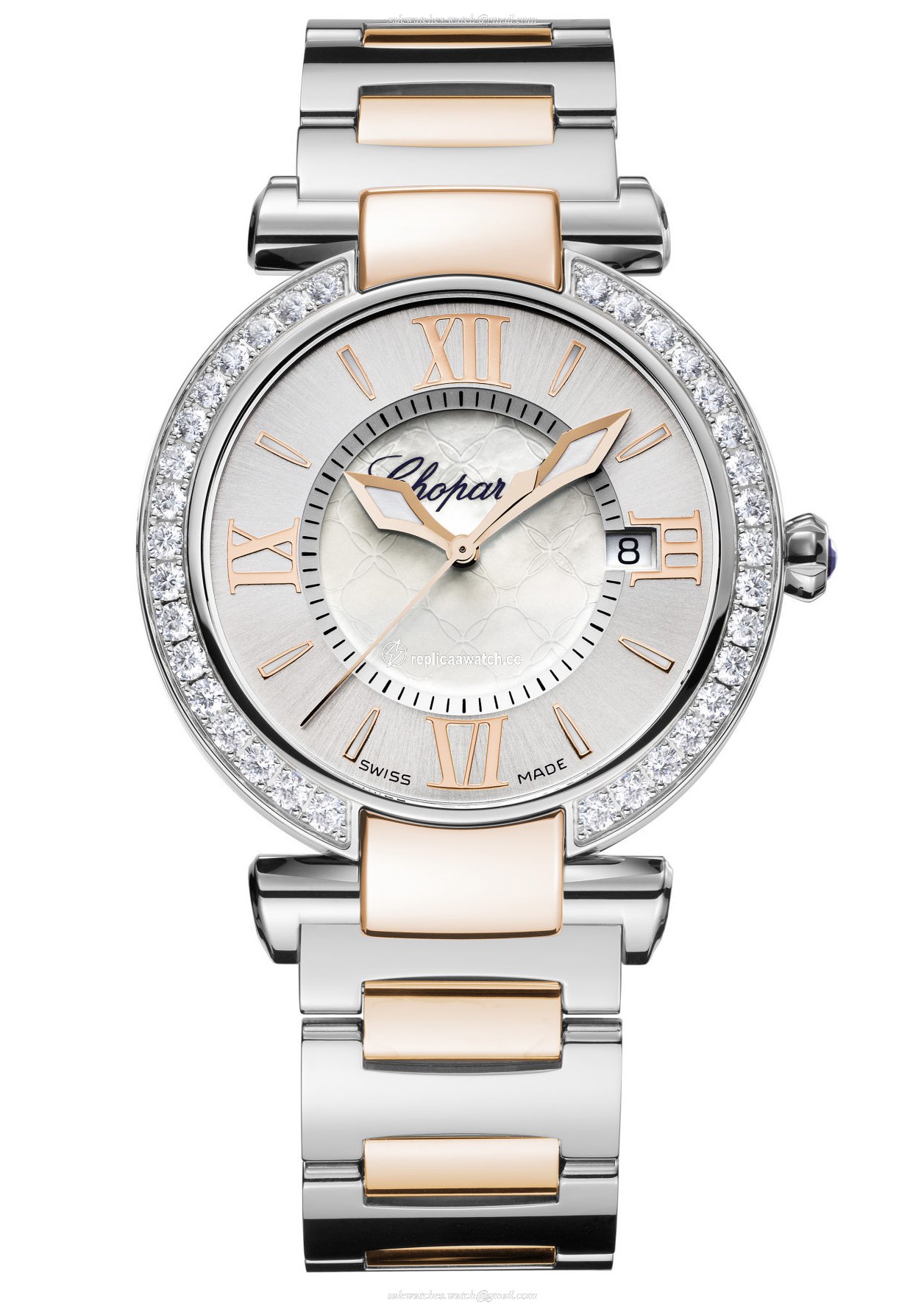 388532-6004 Chopard Imperiale 36 MM Watch 18-Carat Rose Gold, Stainless Steel, Amethysts & Diamonds