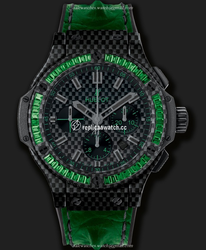 301.QX.1791.HR.1922 Hublot Big Bang Carbon Bezel Baguette Tsavorites