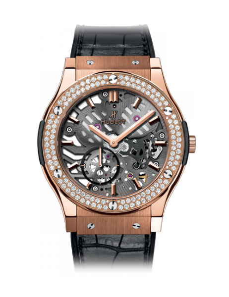 545.OX.0180.LR.1104 Hublot Classic Fusion Classico Ultra-thin Skeleton King Gold Diamonds