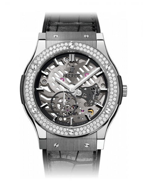 515.NX.0170.LR.1104 Hublot Classic Fusion Classico Ultra-thin Skeleton Titanium Diamonds 45MM