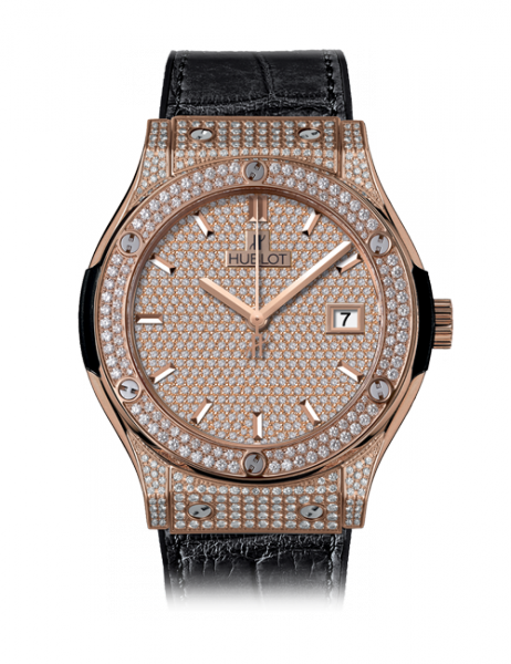 542.OX.9010.LR.1704 Hublot Classic Fusion King Gold Full Pave 42MM