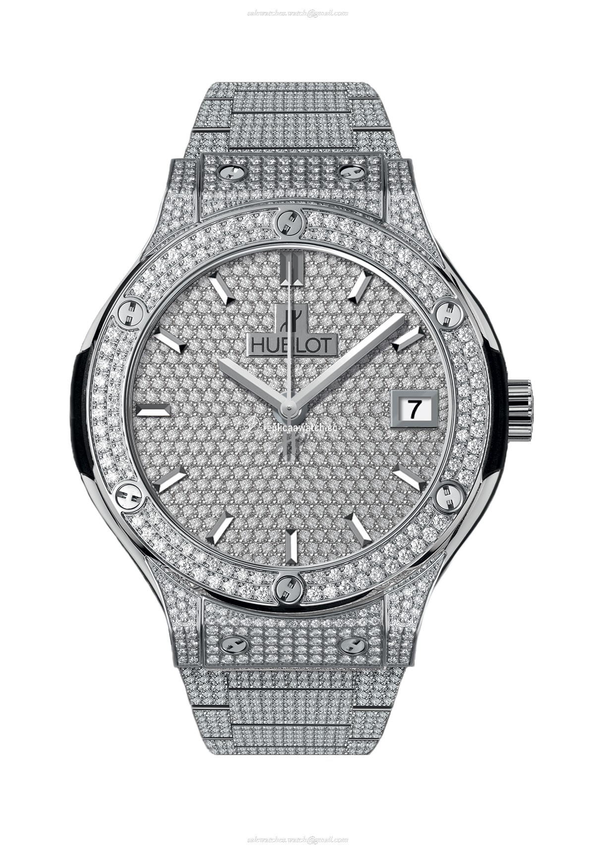 565.NX.9010.NX.3704 Hublot Classic Fusion Titanium Bracelet Full Pave 38MM