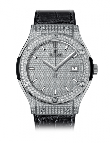 542.NX.9010.LR.1704 Hublot Classic Fusion Titanium Full Pave 42MM
