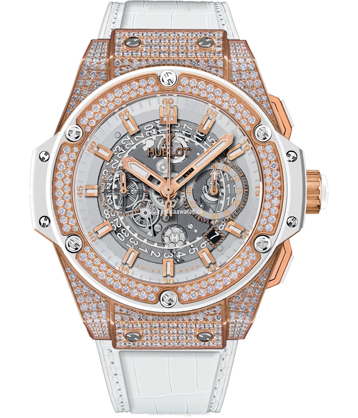 701.OE.0128.GR.1704 Hublot King Power Unico King Gold White Pave