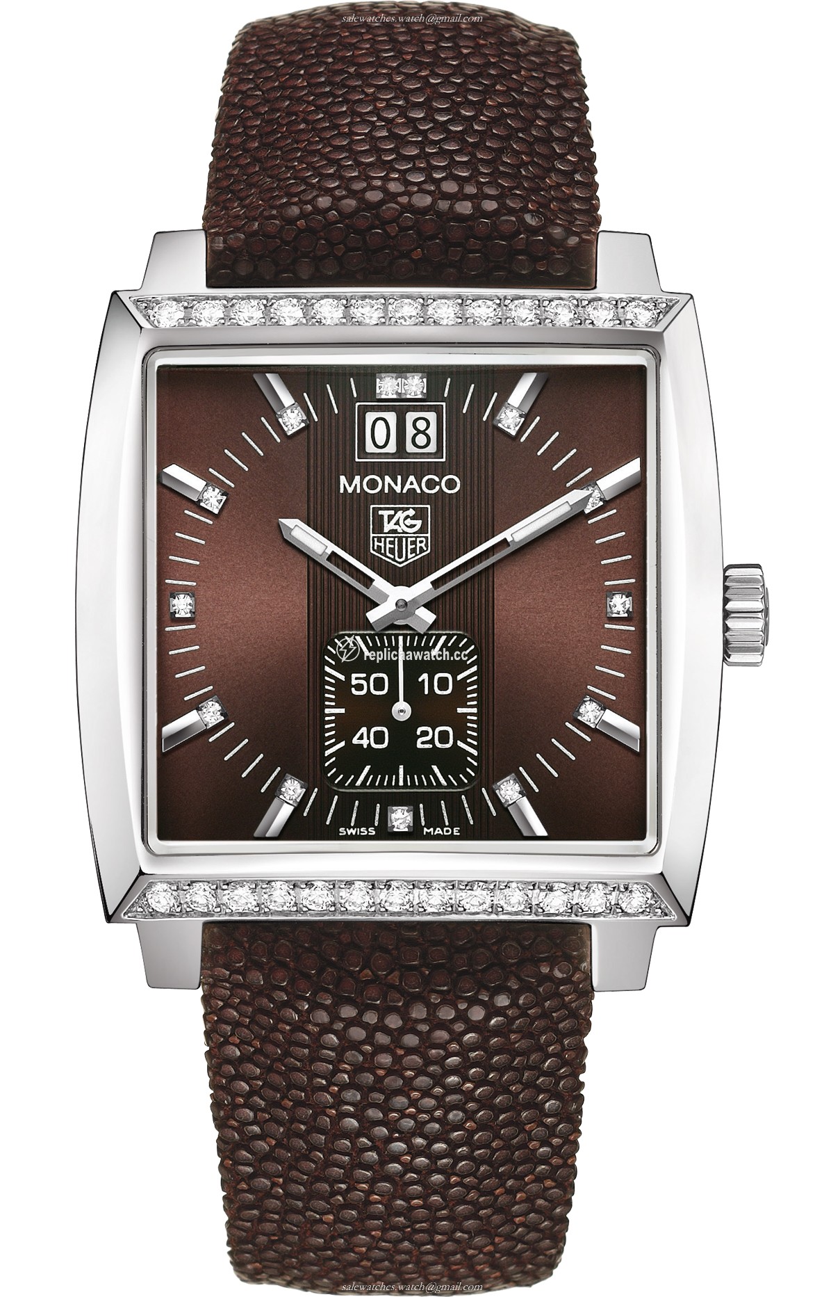 WAW1316.EB0025 TAG Heuer Monaco Grand date diamond bezel and diamond dial