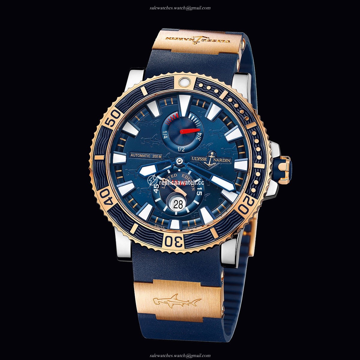 265-91LE-3 Ulysse Nardin Hammerhead Shark Limited Edition Maxi Marine Diver Titanium