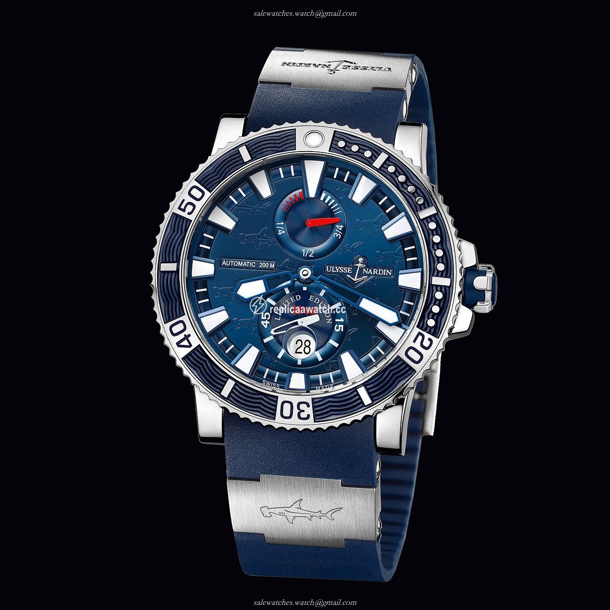 263-91LE-3 Ulysse Nardin Marine Hammerhead Shark Limited Edition Maxi Marine Diver Titanium